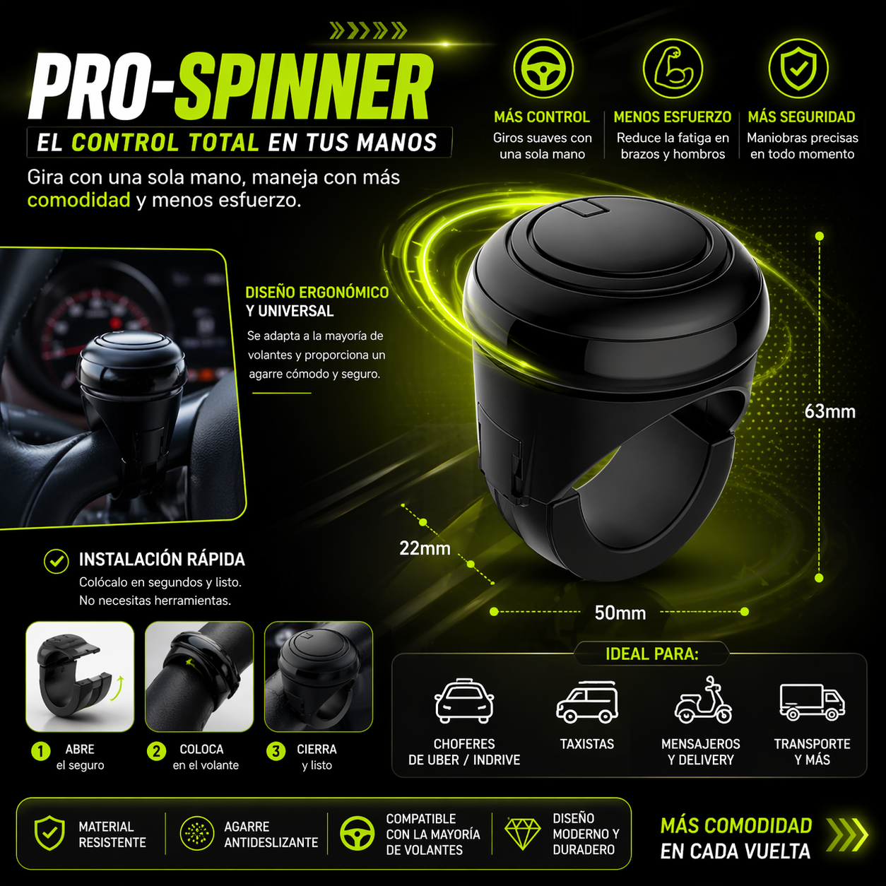 Parquéate como un pro con una sola mano — El accesorio definitivo para el chofer dominicano