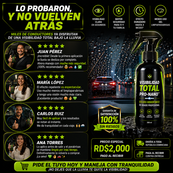 Spray hidrofóbico para cristal de carro visibilidad bajo lluvia - Kaidraux RD